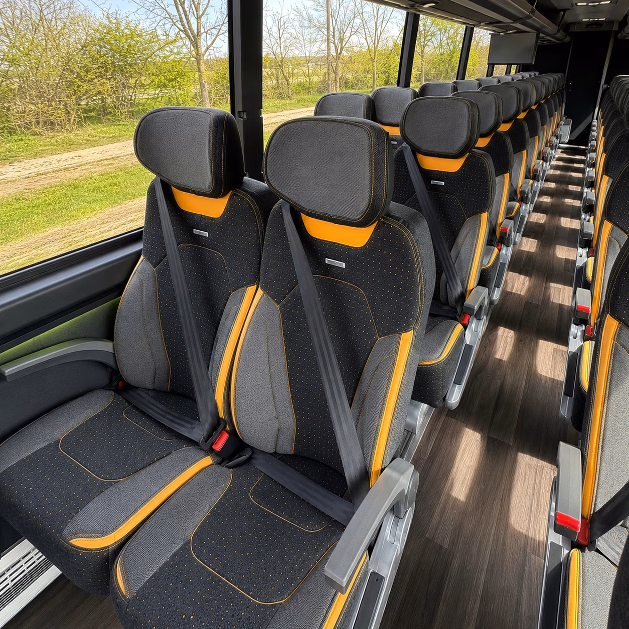 56 passenger charter bus inside